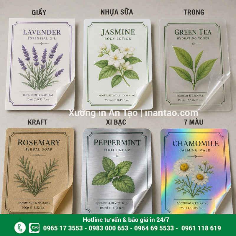 So sánh chất liệu in decal theo nhu cầu sử dụng Các chất liệu in decal giấy nhựa trong kraft xi bạc và 7 màu