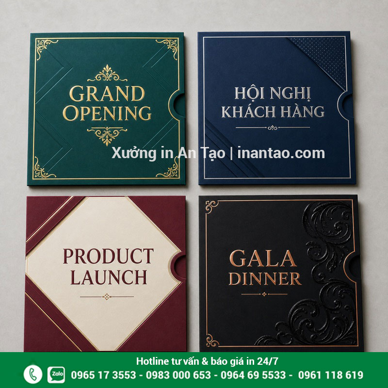 Các mẫu thiệp mời event doanh nghiệp phổ biến Bốn mẫu thiệp mời event cho khai trương hội nghị ra mắt sản phẩm và gala