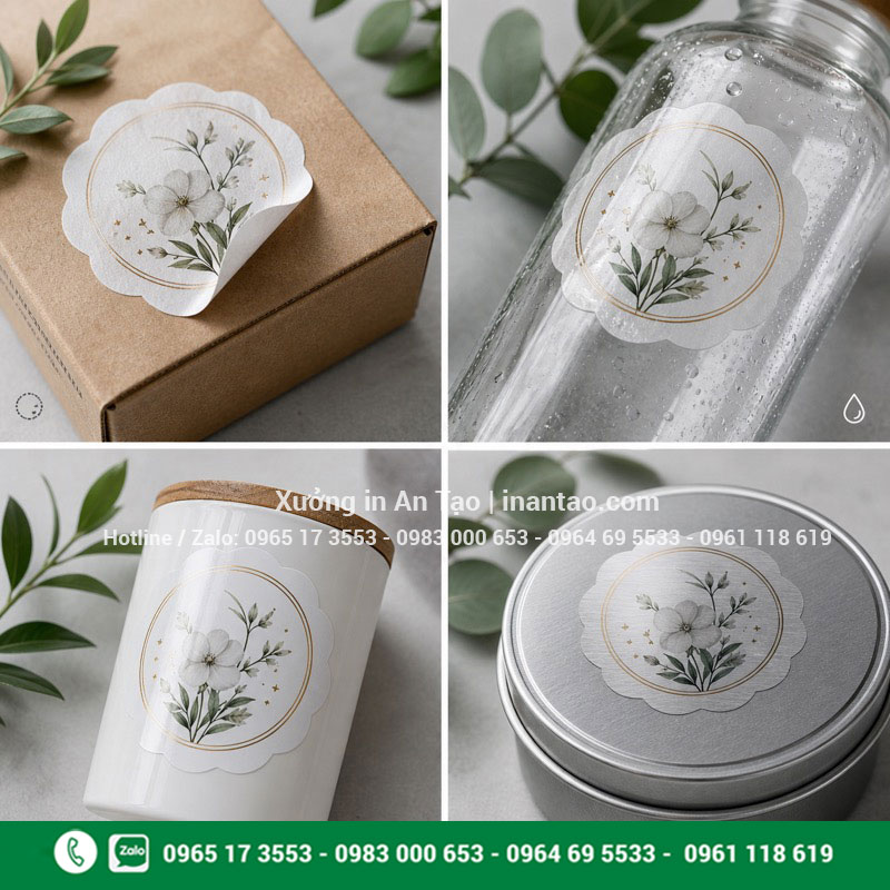 Các chất liệu in tem nhãn decal phổ biến So sánh chất liệu in tem nhãn decal giấy nhựa trong và xi bạc