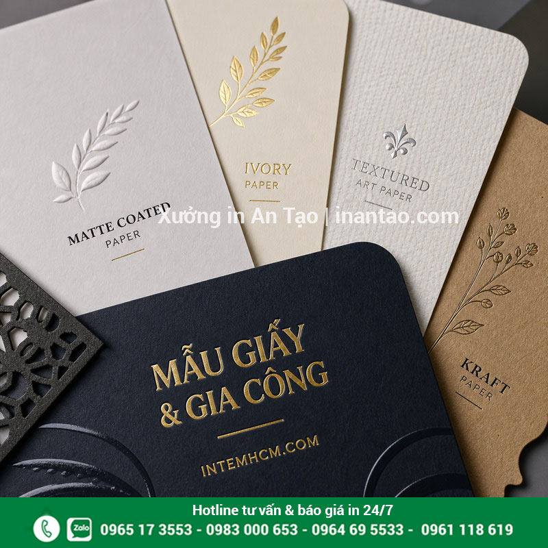Chất liệu in thiệp theo yêu cầu và gia công hoàn thiện Mẫu giấy và kỹ thuật gia công khi in thiệp theo yêu cầu