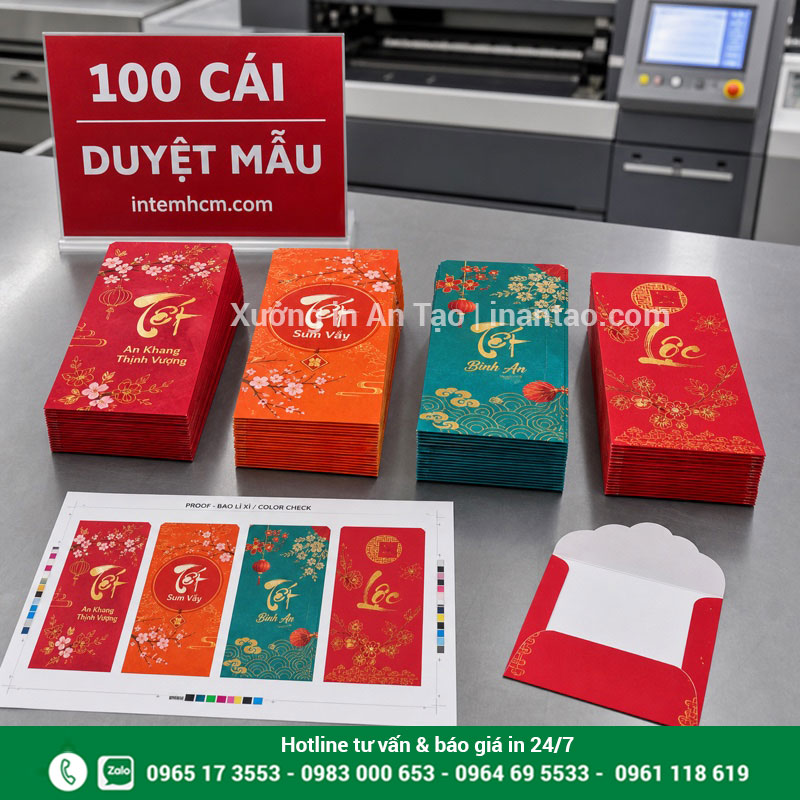 In bao lì xì số lượng ít có duyệt mẫu In bao lì xì số lượng ít nhiều mẫu tại intemhcm.com