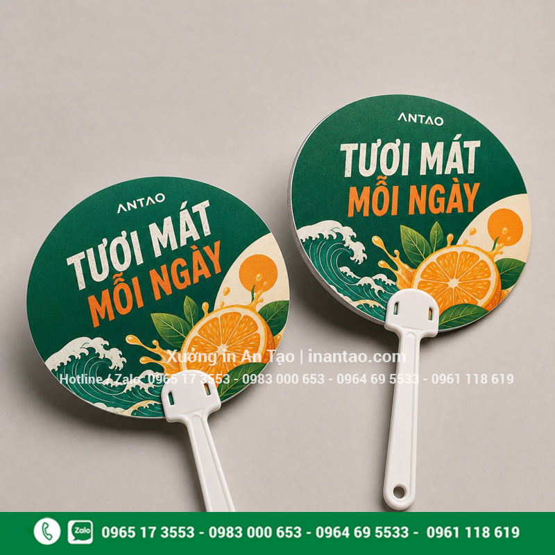 Chất lượng in quạt giấy cầm tay tại intemhcm.com In quạt giấy cầm tay sắc nét với thiết kế xanh cam