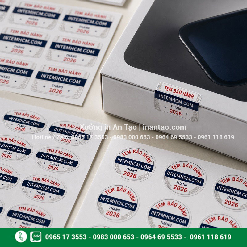 In tem bảo hành giá rẻ theo yêu cầu tại TP.HCM Mẫu in tem bảo hành hoàn thiện theo yêu cầu tại intemhcm.com