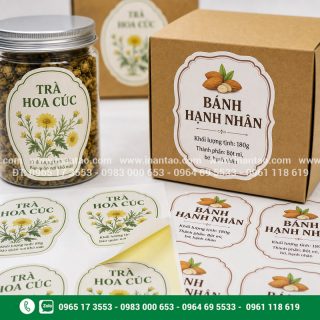 In tem nhãn decal giấy cho thực phẩm mỹ phẩm handmade,