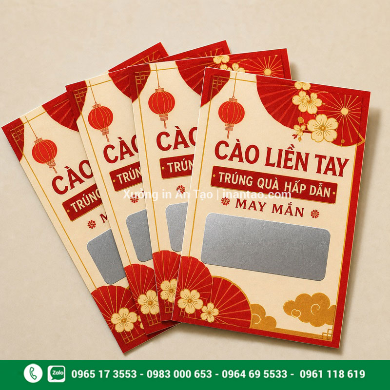 Mẫu thẻ cào trúng thưởng phủ nhũ bạc In thẻ cào trúng thưởng thiết kế theo yêu cầu