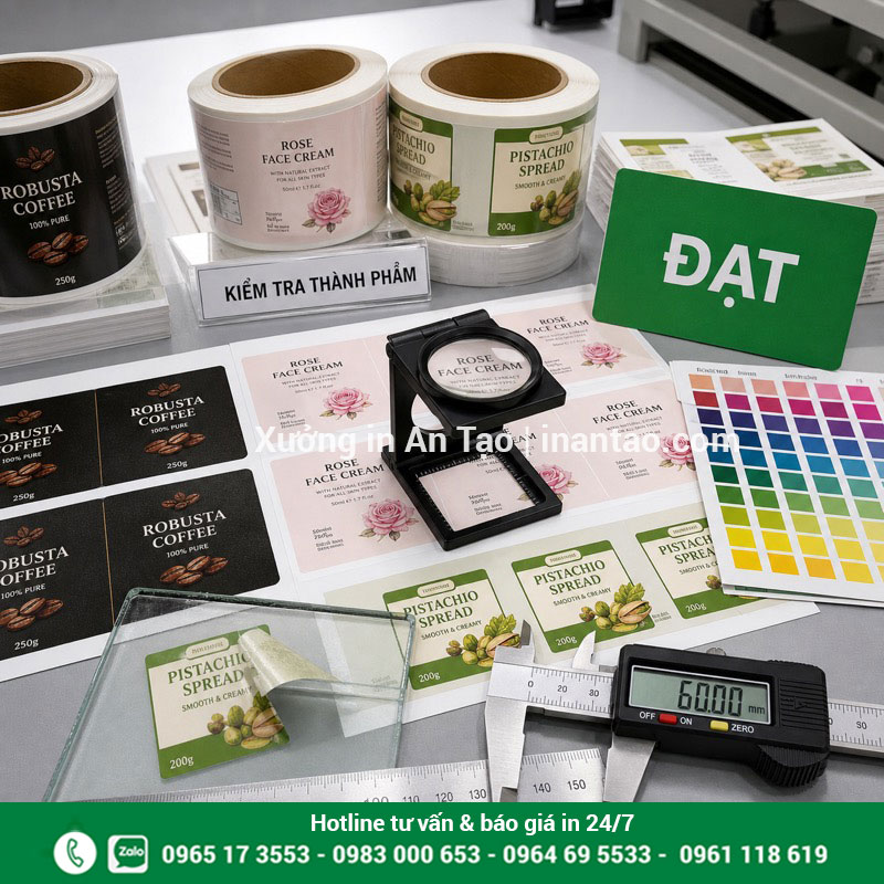 Kiểm tra chất lượng in decal trước khi bàn giao Kiểm tra màu kích thước độ nét và độ bám của in decal
