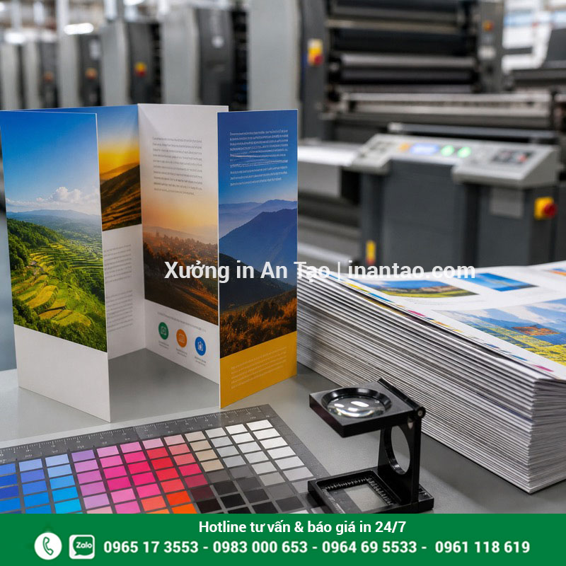 Kiểm soát chất lượng màu in brochure Kiểm tra màu sắc và độ sắc nét của bản in brochure