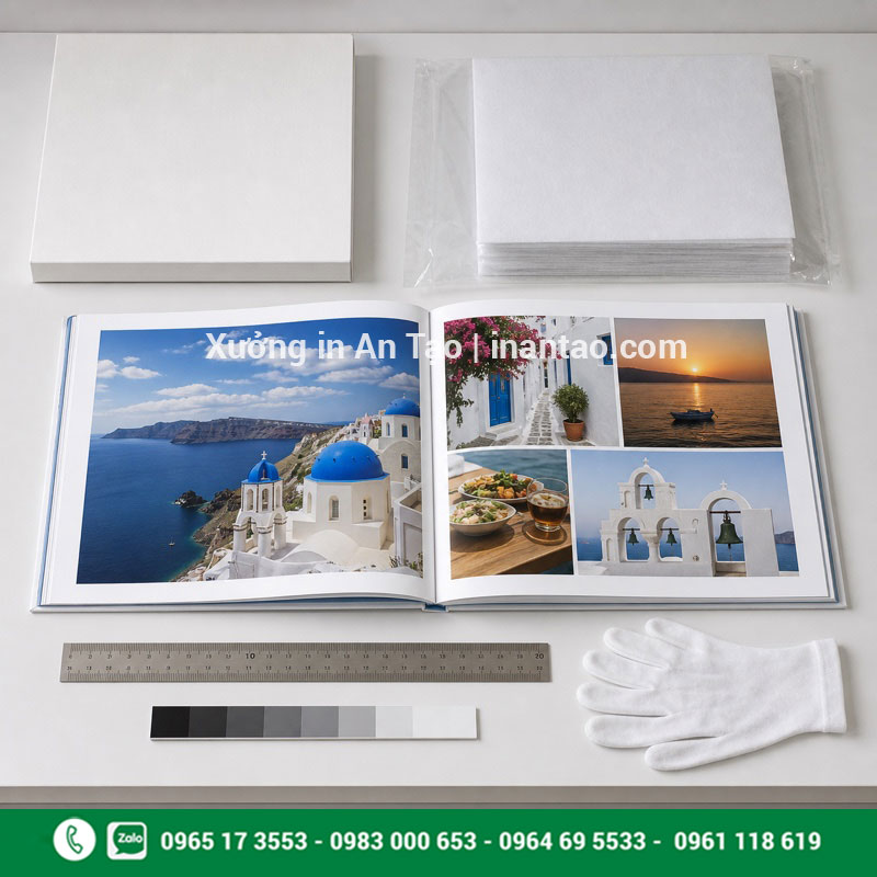 Kiểm tra màu sắc và đóng gói photobook Kiểm tra chất lượng photobook thành phẩm trước khi giao