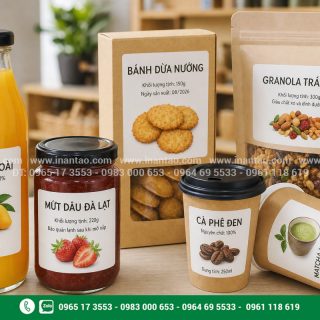 Mẫu in tem nhãn decal dán trên chai lọ hộp túi