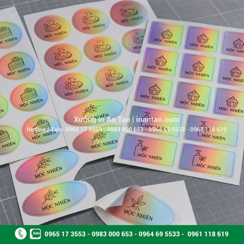 Các mẫu tem bảy màu thường in logo đơn giản Mẫu tem bảy màu thường dạng tròn, oval và chữ nhật