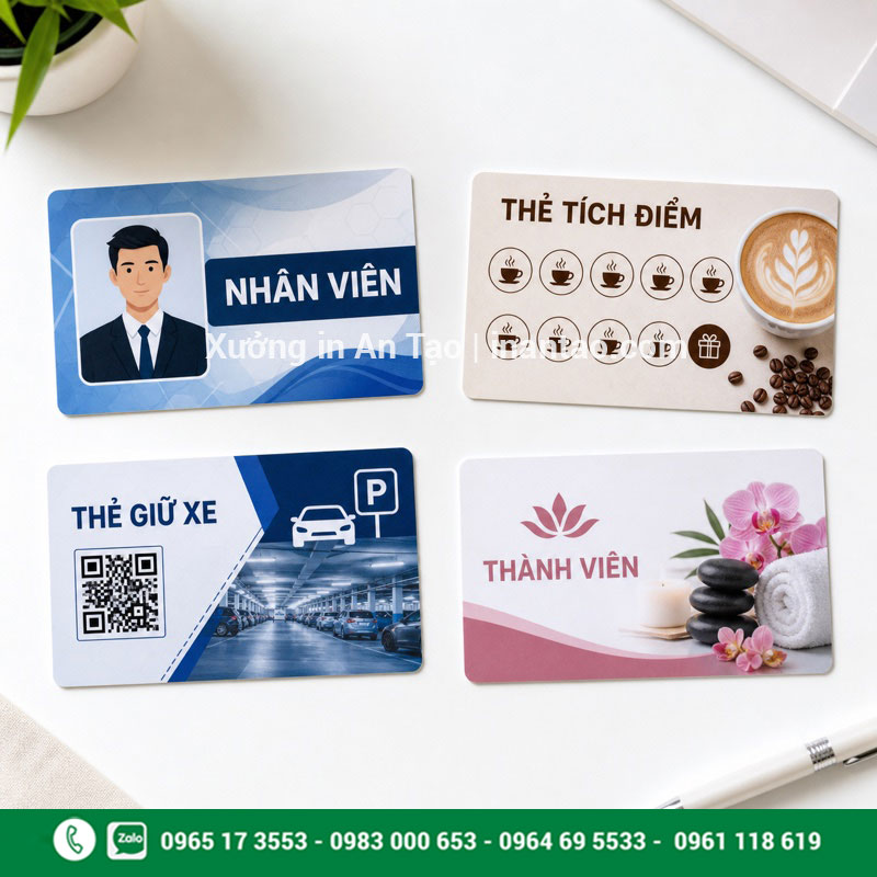 Các ứng dụng phổ biến của thẻ nhựa PVC Ứng dụng in thẻ nhựa cho nhân viên tích điểm giữ xe và spa