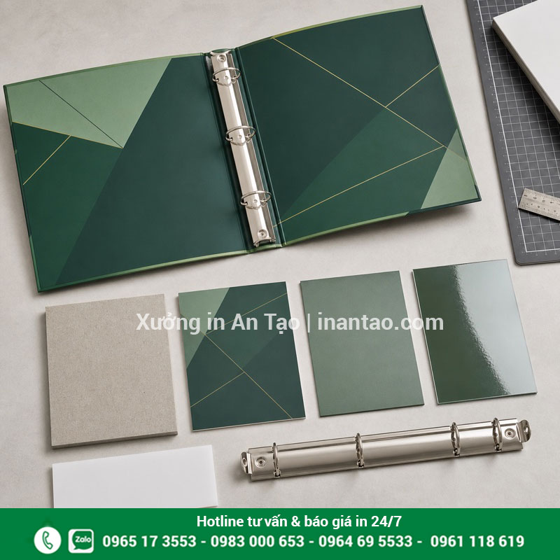 Chất liệu bìa còng và cơ cấu còng kim loại Các lớp vật liệu dùng để sản xuất bìa còng in theo yêu cầu