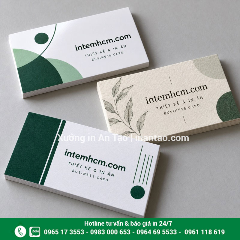 Tham khảo bề mặt giấy làm card visit Các mẫu card visit trên giấy tráng phủ, giấy có vân và Bristol với thiết kế hoàn chỉnh