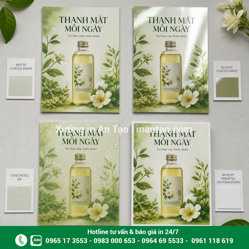 Chất liệu in poster theo nhu cầu sử dụng So sánh chất liệu giấy Couche, PP và formex khi in poster