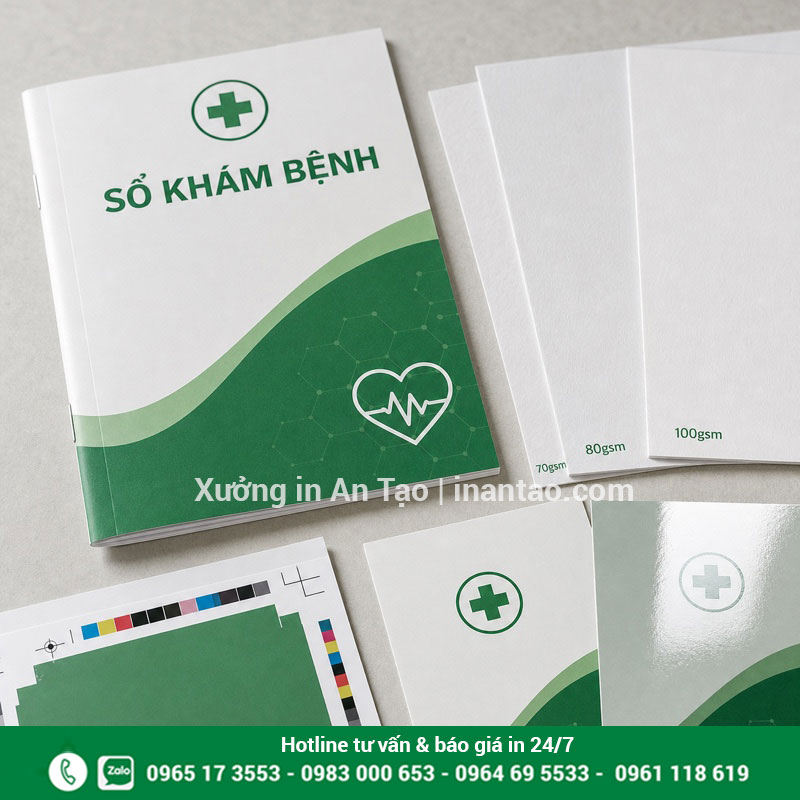 Chất liệu giấy dùng để in sổ khám bệnh So sánh giấy ruột và bìa khi in sổ khám