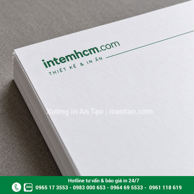 Chi tiết bề mặt giấy và nét in tiêu đề thư Cận cảnh nét chữ màu xanh và bề mặt giấy tiêu đề không tráng phủ
