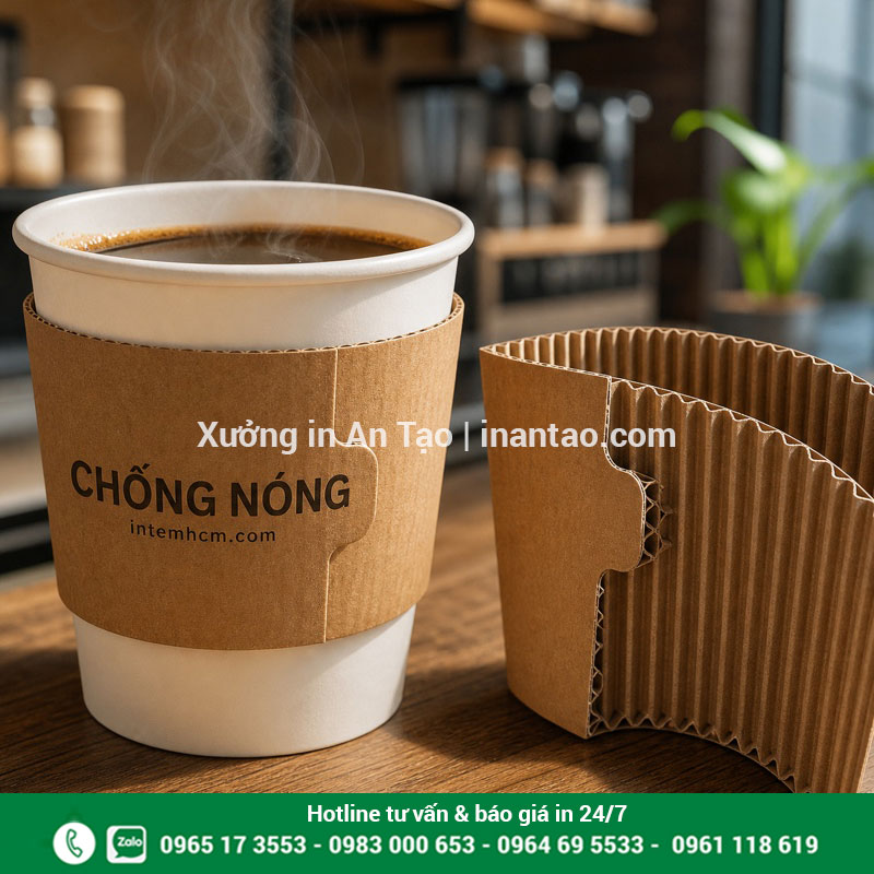 Cấu tạo cover chống nóng bằng giấy carton sóng Cover cách nhiệt bằng carton sóng giúp hỗ trợ chống nóng khi cầm ly