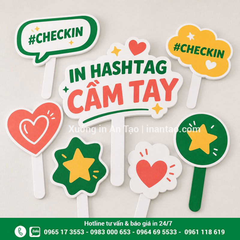 In hashtag cầm tay đẹp theo yêu cầu tại TPHCM Mẫu in hashtag cầm tay nhiều hình dáng tại intemhcm.com