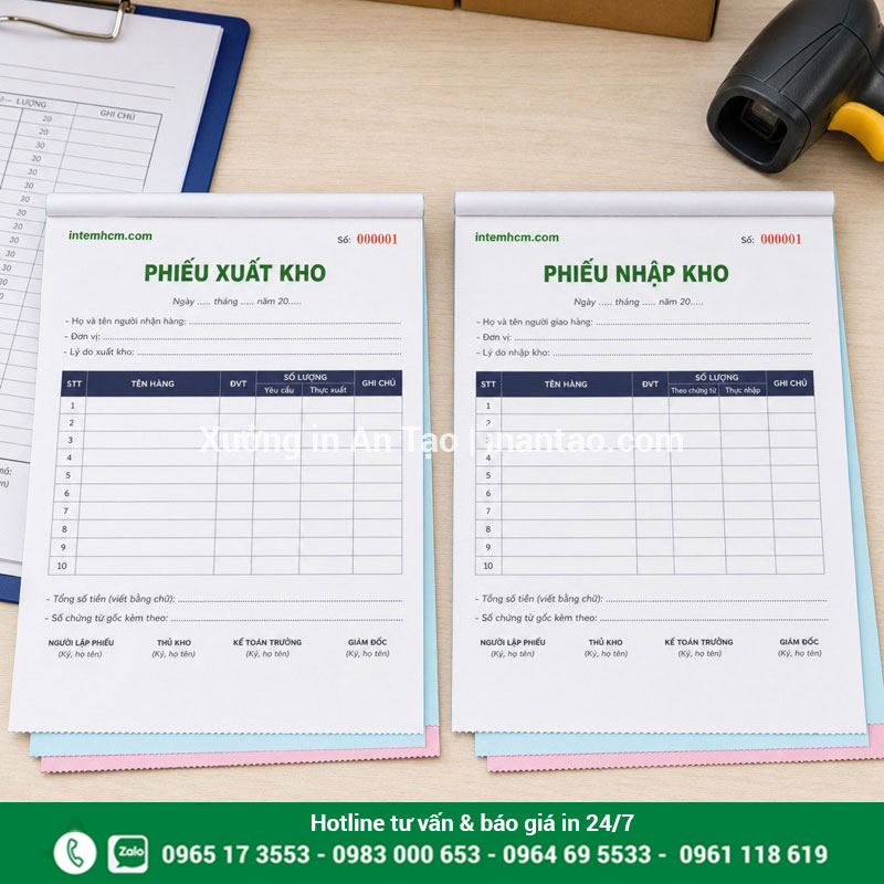 In phiếu xuất nhập kho nhiều liên tại TPHCM Mẫu in phiếu xuất kho HCM và phiếu nhập kho HCM
