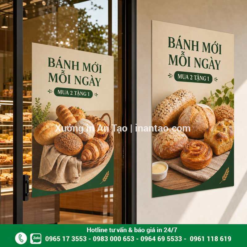 In poster quảng cáo decal giấy cho cửa hàng Mẫu in poster quảng cáo decal giấy dán kính và dán tường