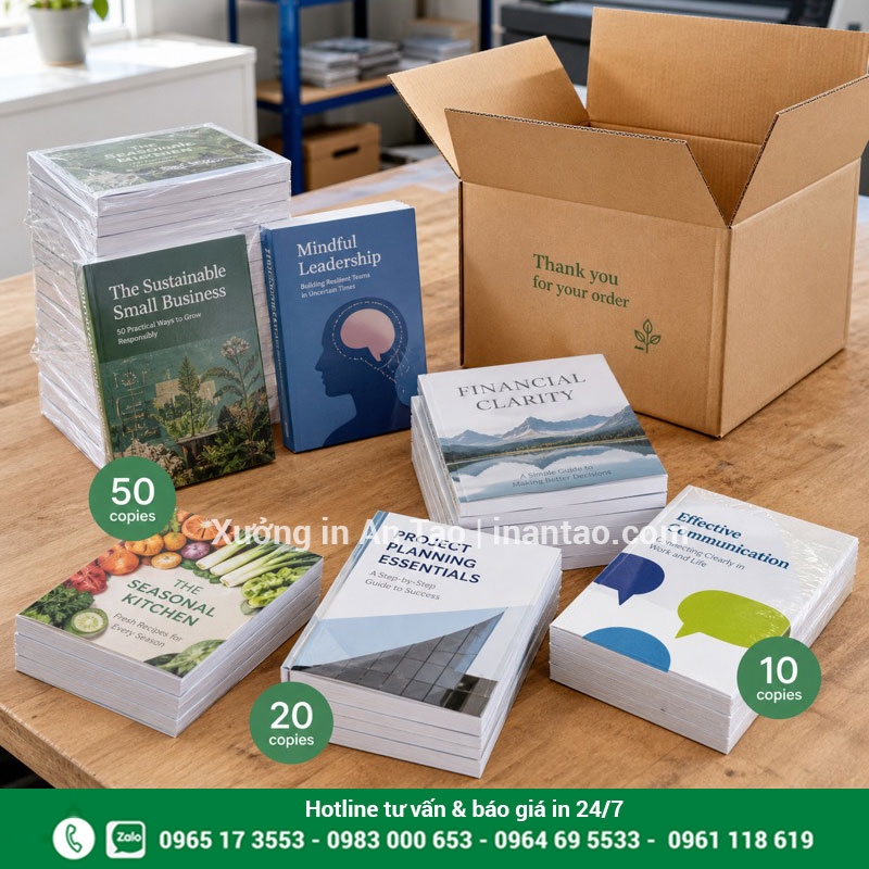 In sách số lượng ít từ 1 cuốn đến nhiều lô Đơn hàng in sách số lượng ít được đóng gói tại xưởng
