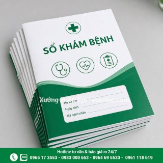 In sổ khám bệnh HCM giá xưởng, thiết kế đúng nhận diện phòng khám