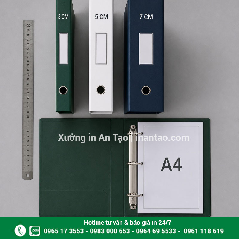 Kích thước bìa còng A4 theo độ rộng gáy So sánh kích thước bìa còng gáy 3 cm 5 cm và 7 cm