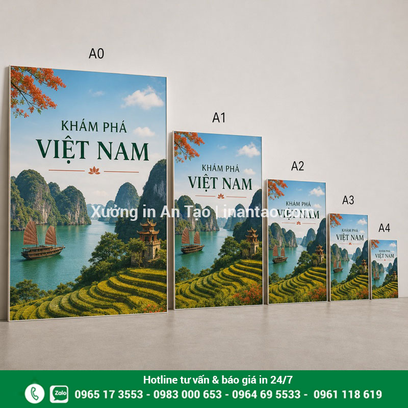 Các khổ in poster thông dụng từ A0 đến A4 Minh họa kích thước in poster A0 A1 A2 A3 A4