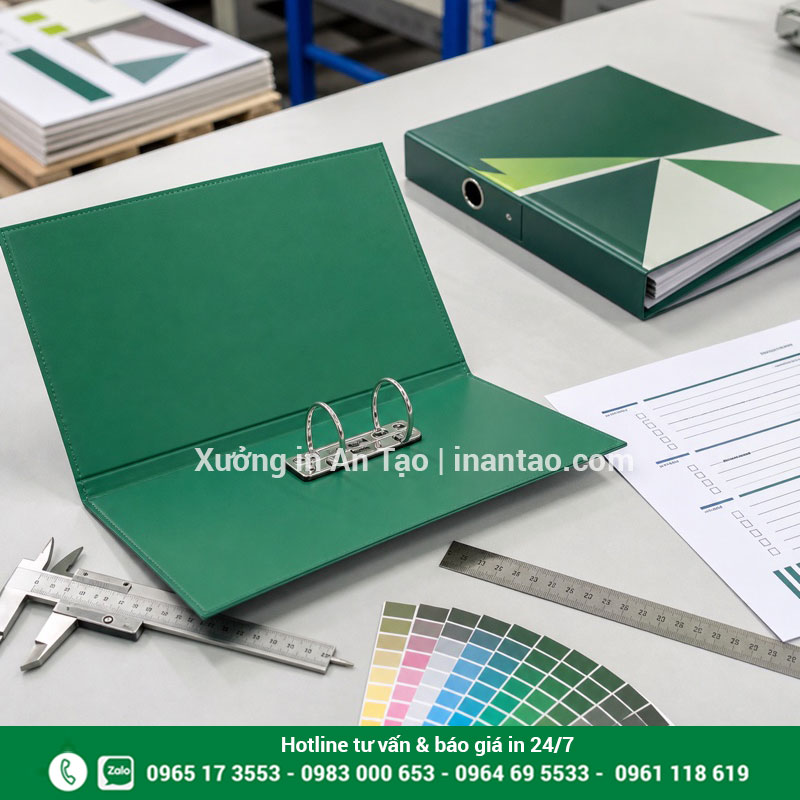 Kiểm tra chất lượng bìa còng trước khi giao Kiểm tra màu sắc kích thước và cơ cấu bìa còng thành phẩm