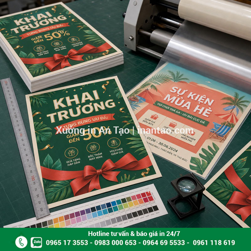 Kiểm tra chất lượng poster trước khi giao Kiểm tra màu sắc và kích thước thành phẩm in poster