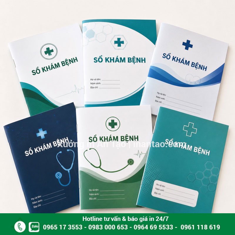 Mẫu sổ khám bệnh theo nhận diện phòng khám Nhiều mẫu sổ khám bệnh bìa xanh thiết kế chuyên nghiệp