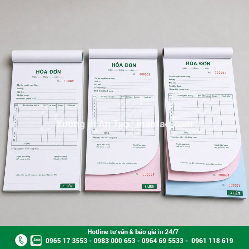 Cách chọn số liên khi in hóa đơn So sánh mẫu hóa đơn 1 liên 2 liên và 3 liên